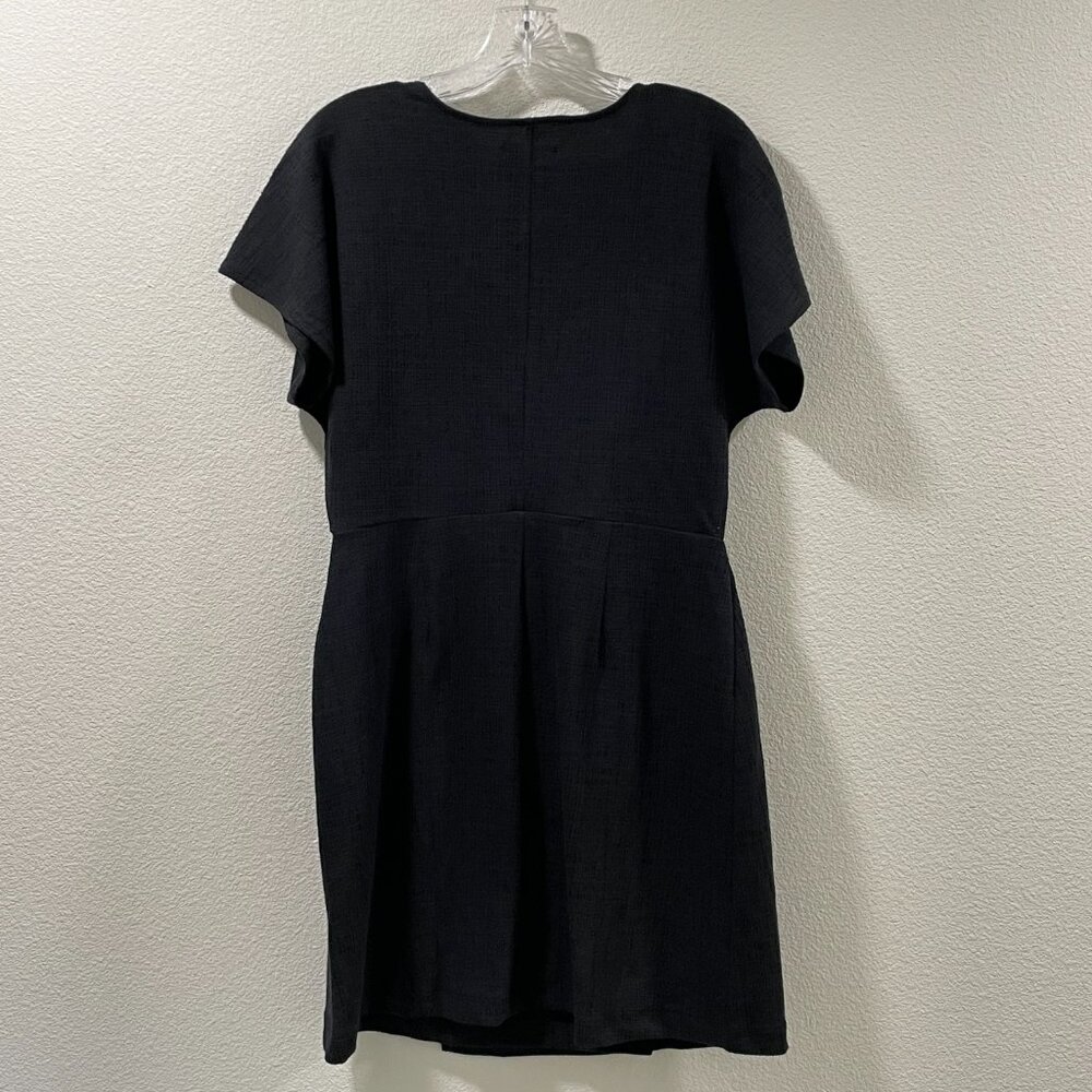 MADEWELL Surplice Dolman Short Sleeve V-Neck Woven Sheath Dress, Black - M - Picture 3 of 13